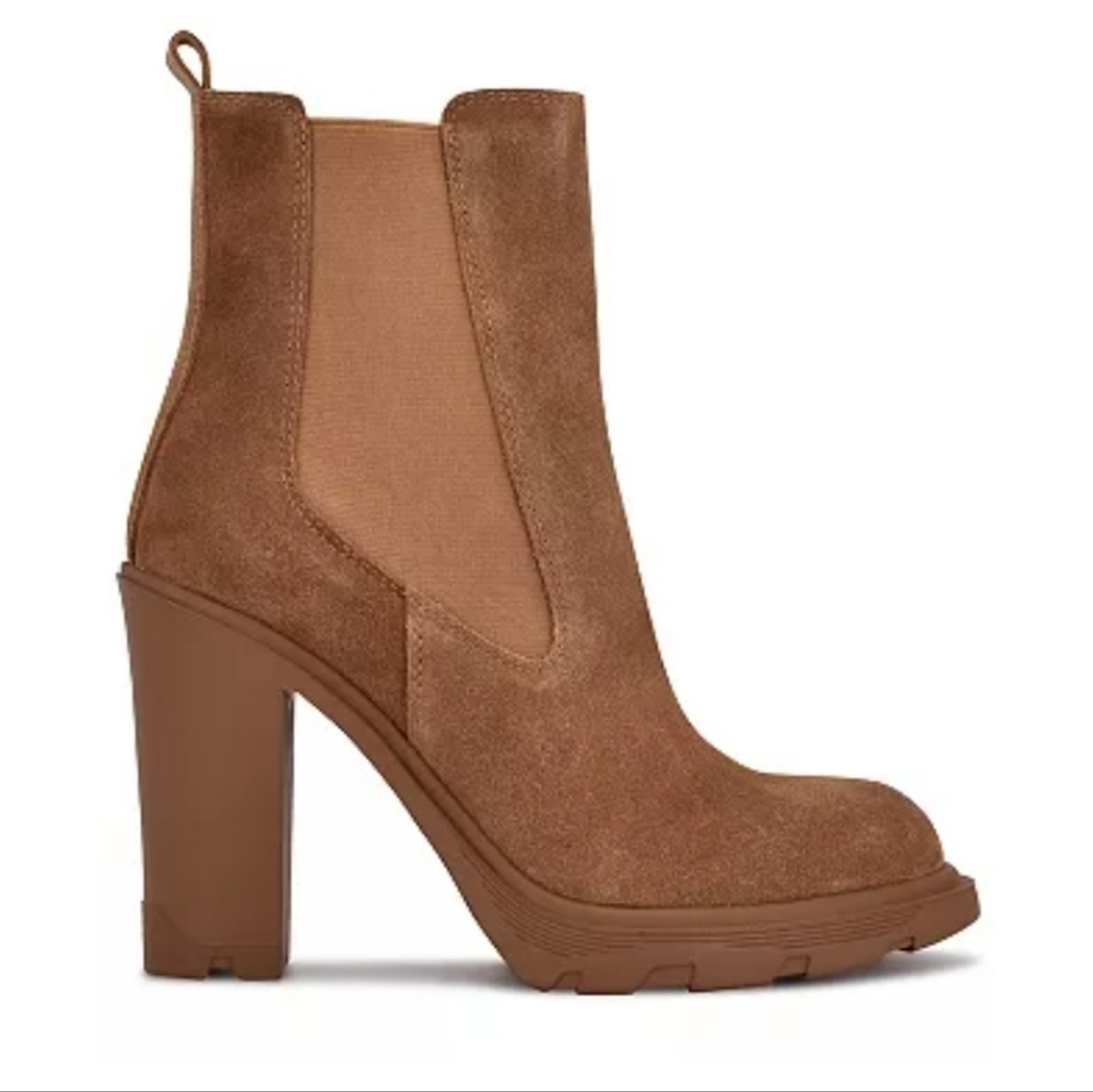 Nine west Ream women's suede chelsea Booties brown size‎ 9½M